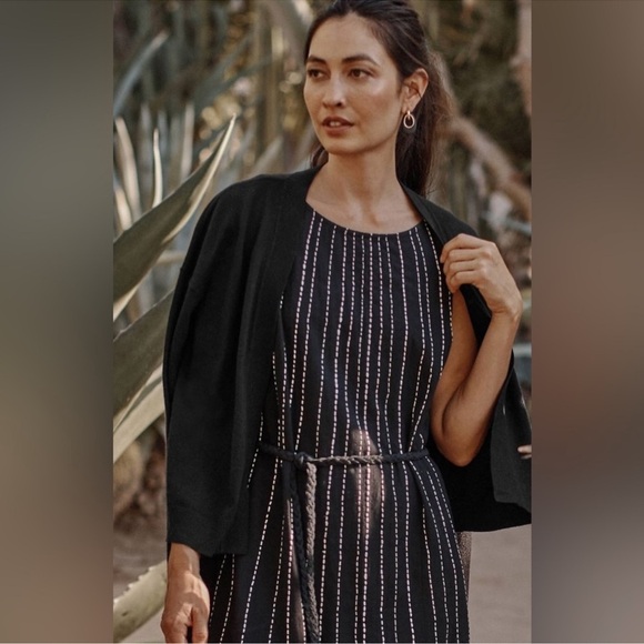 Pure J Jill Easy  A-line Maxi Dress Belted Boho Kantha Quilt Cotton Pockets M - Picture 2 of 16